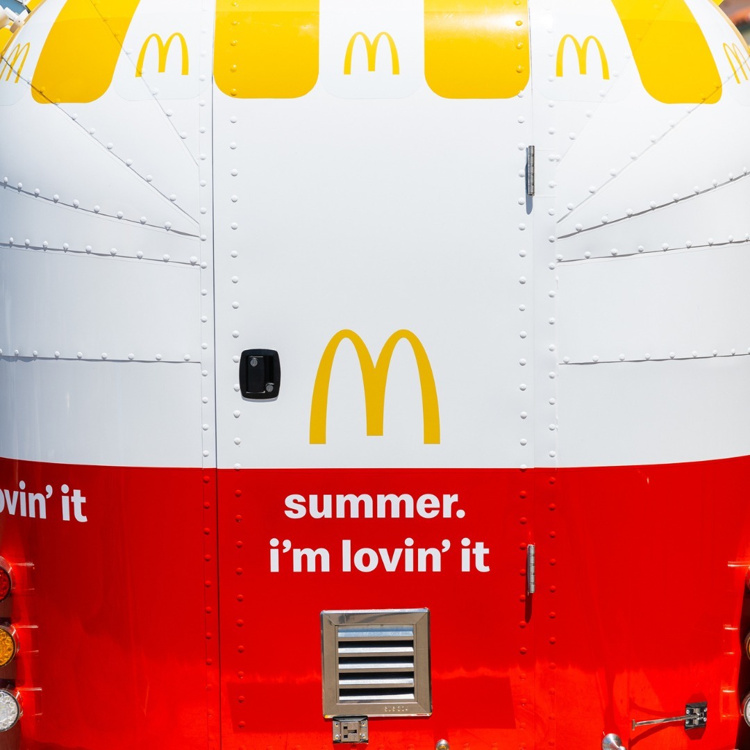 Side shot of a McDonalds exhibition food van