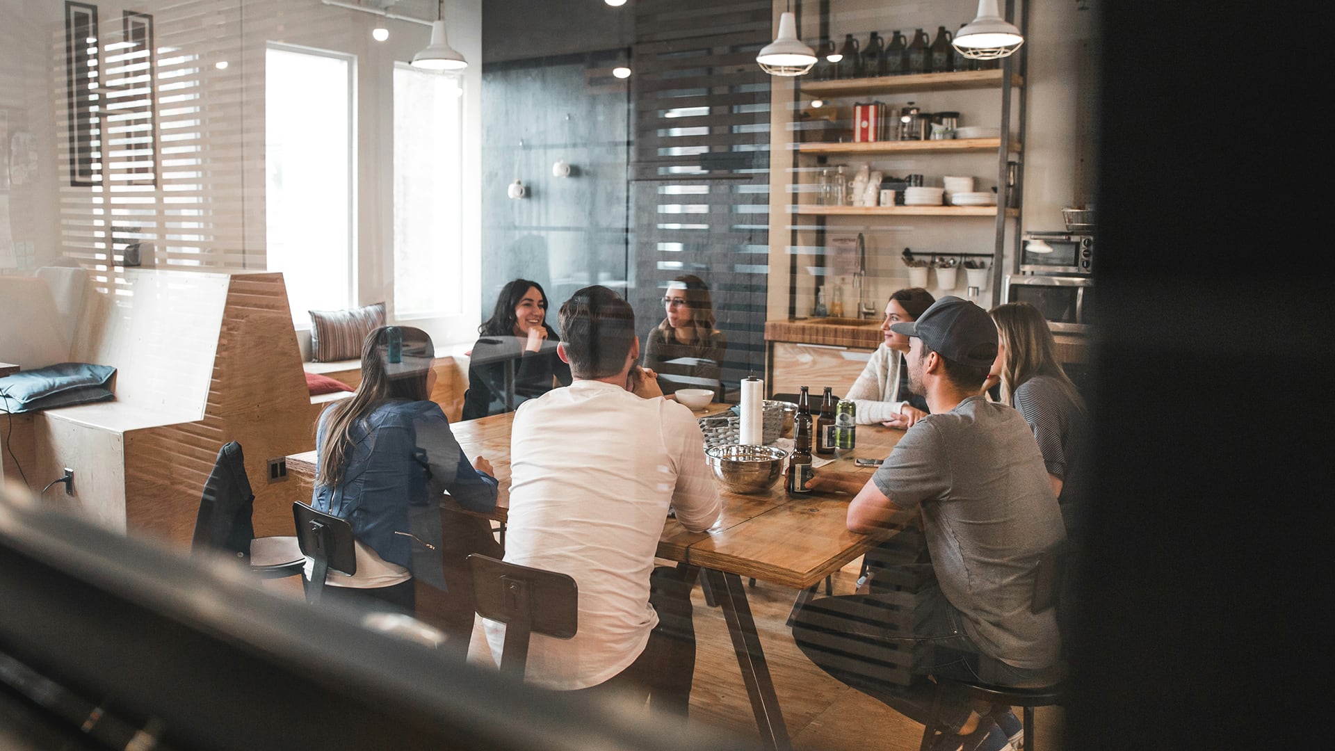 Team meeting/gathering around a table