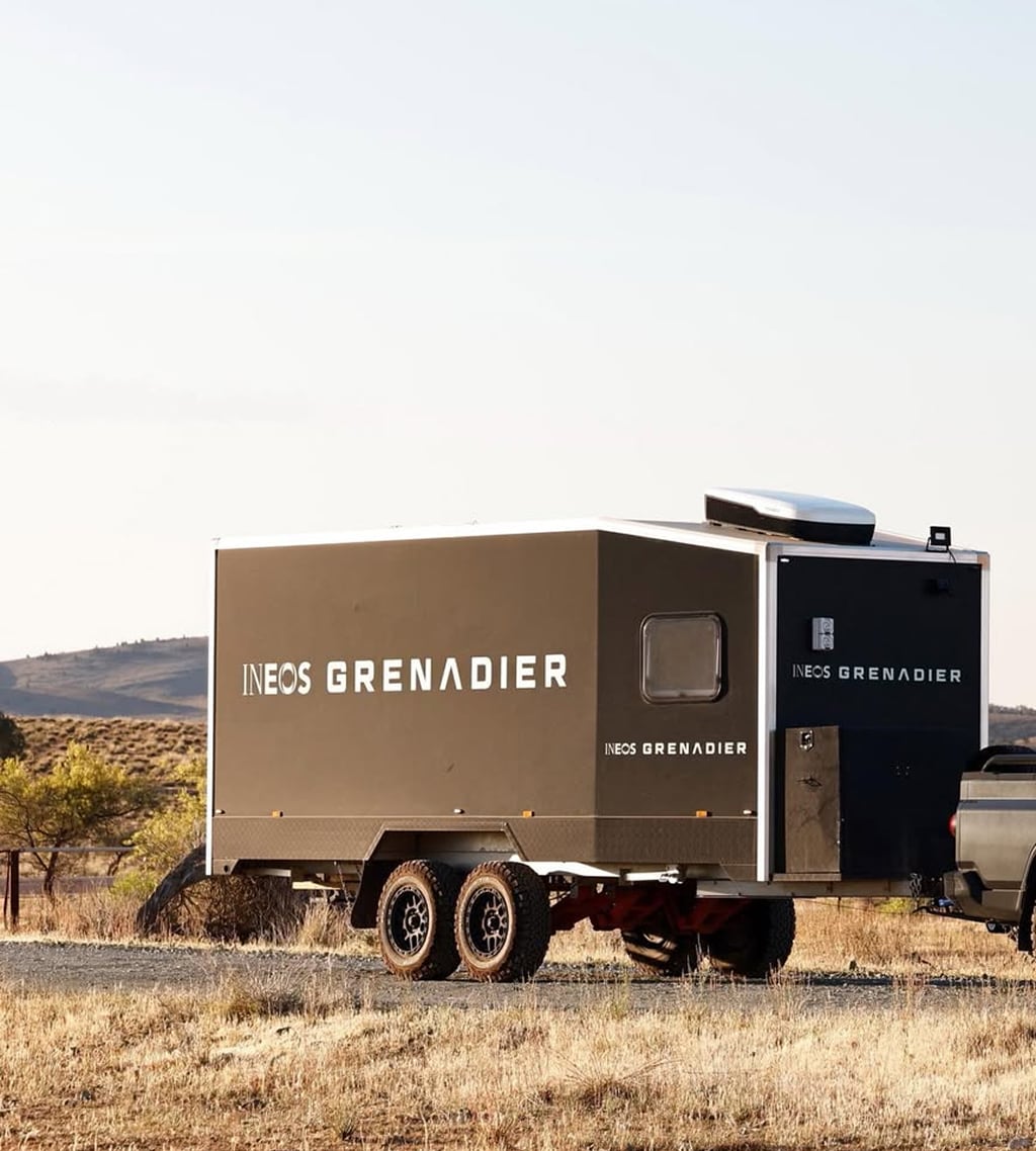 INEOS Grenadier trailer on the back of a pickup truck