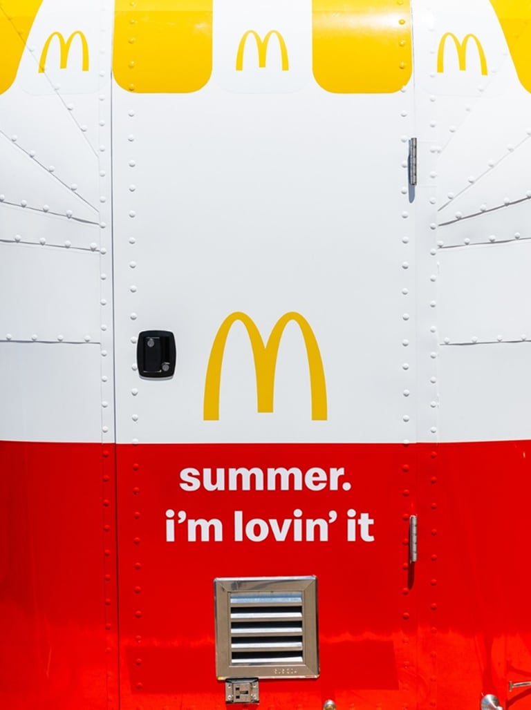Side shot of a McDonalds exhibition food van